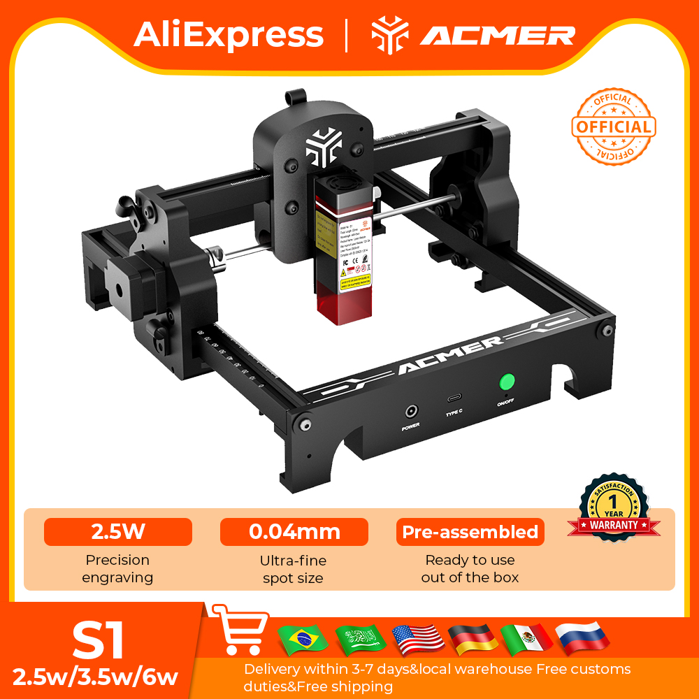 Rotary Axis Laser Engraver - ACMER S1 Мини-станок для лазерной гравировки