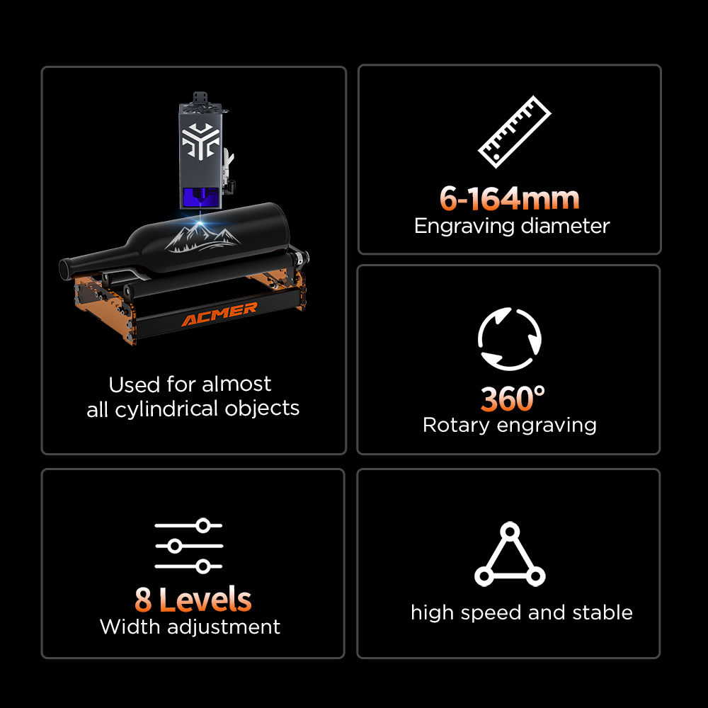 Лазерный ролик ACMER M3 на 360 – обзор и цена Rotary Axis Laser Engraver
